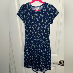 LulaRoe Girls Blue dress with Unicorns (has pockets)